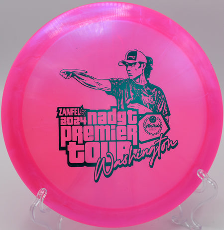 Westside Stag gliding down the fairway with smooth control on Hole 8 at Trophy Club Disc Golf Course, Trophy Club, Texas.