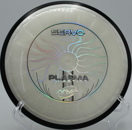 MVP Plasma Servo spinning through a wooded fairway at Hornets Nest DGC in Charlotte, North Carolina, combining durability and precision.