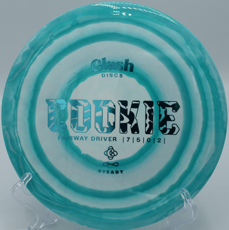 Steady Ring Cookie gliding effortlessly toward the chains on Hole 7 at Persimmon Ridge Disc Golf Course, Greenbrier, Arkansas.