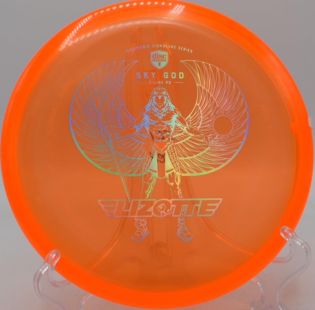 Discmania Sky God P2 smashing center chains from circle two at Hornets Nest in Charlotte, North Carolina.