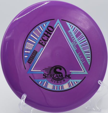 MVP Neutron Echo spinning on precise lines at Iron Hill Disc Golf Course in Newark, Delaware.