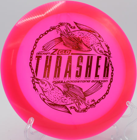 Z Glo Thrasher gliding under the night sky on Hole 6 at Rock Ridge Disc Golf Course, Pittsboro, North Carolina.