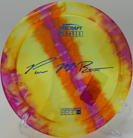 Discraft FlyDye Hades gliding with effortless distance off the tee at Maple Hill’s Hole 11.