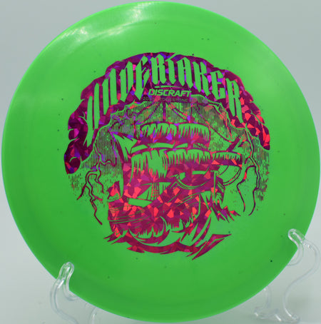 ESP Glo Sparkle Undertaker holding the perfect line on a tight wooded fairway on Hole 12 at The Rez Disc Golf Course, Brandon, Mississippi.