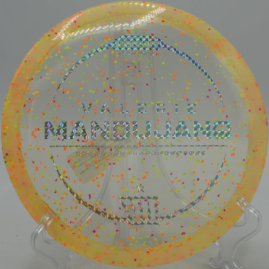 Z Glide sparkling confetti plastic turnover shot at Hawk Hollow Disc Golf Course in Spotsylvania, Virginia
