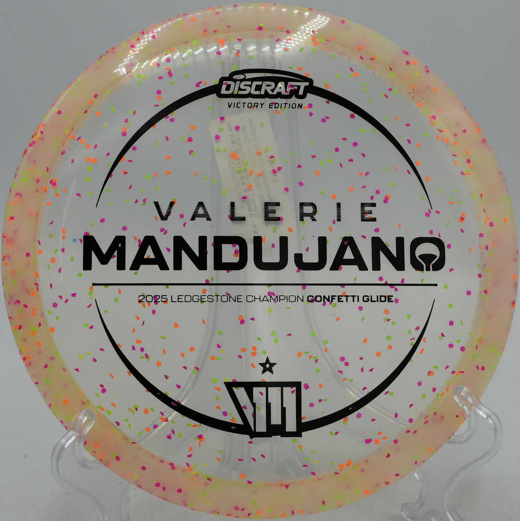 Discraft Z Glide confetti plastic floating at Circle C Metro Park Disc Golf Course in Austin, Texas