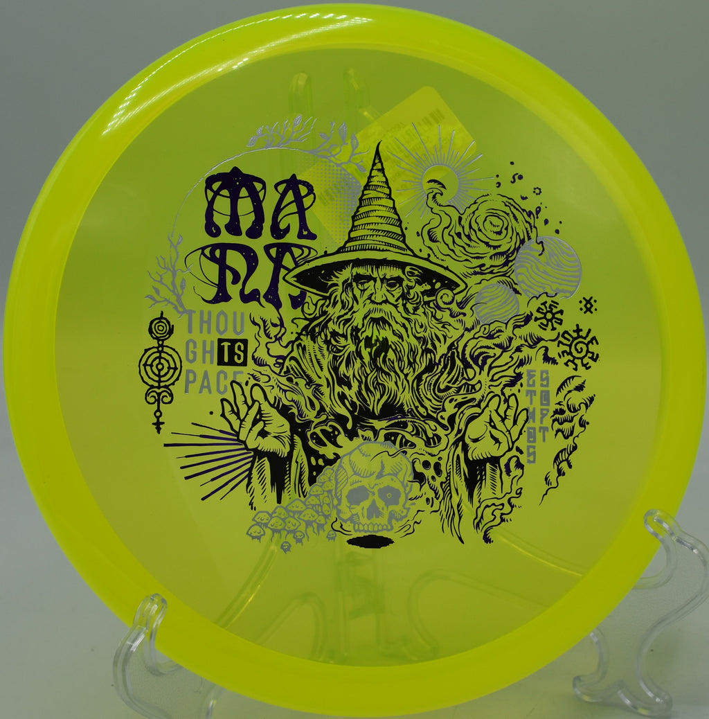 Ethos Soft Mana holding a dead-straight line through wooded fairways at Flip City Disc Golf Park in Shelby, Michigan