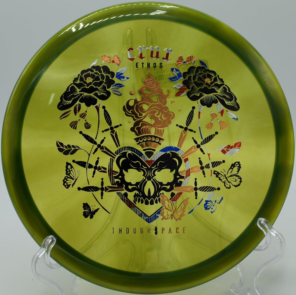 Thought Space Ethos Crux flying past a tree-lined gap at The Fort in Ogden, Utah