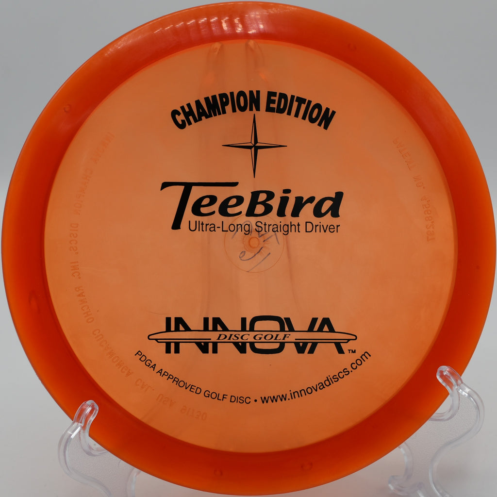 Collector’s Champion Edition Teebird flying over open fairways at Harmony Bends, Missouri.