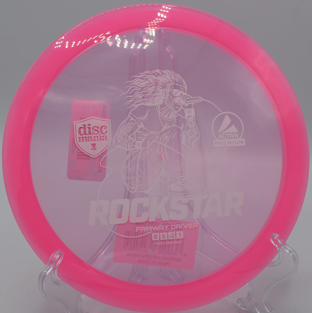 Discmania Active Premium Rockstar understable fairway driver gliding long turnover shots at Maple Hill Disc Golf Course in Leicester, Massachusetts.