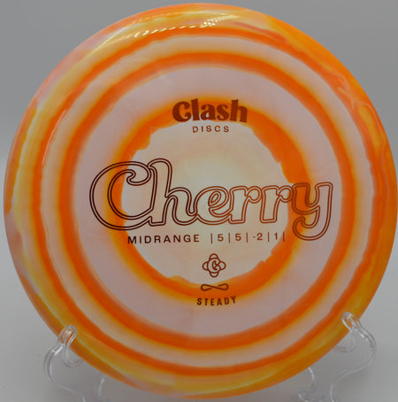 Clash Discs Steady Ring Cherry holding a turnover line on Hole 5 at Panther Creek Disc Golf Course, Springfield, Illinois.