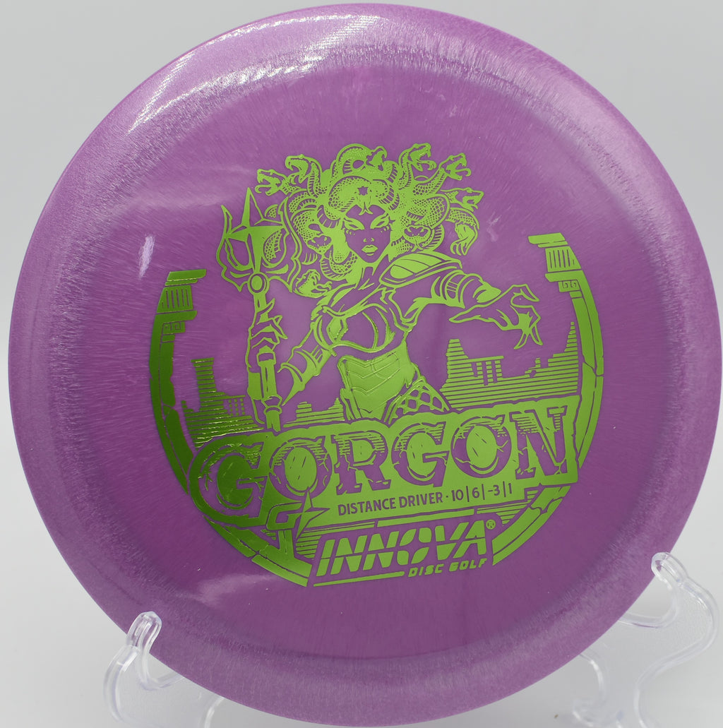 Innova Halo Star Gorgon flying a straight control line at Deer Lakes Disc Golf Course in Tarentum, Pennsylvania