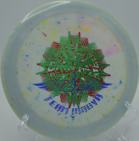 Splatter Star Destroyer Team Stamp Steve Brinster Innova tour driver ripping clean forehands at FDR State Park Disc Golf Course in Yorktown Heights, New York.