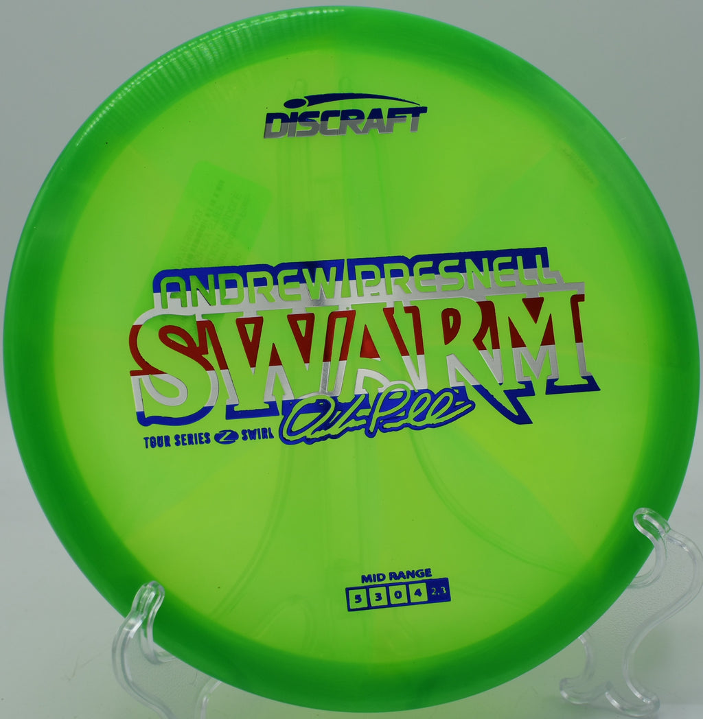 Z Swirl Swarm pushing forward with torque resistance before a hard fade at Zephyrhills Disc Golf Course in Florida.