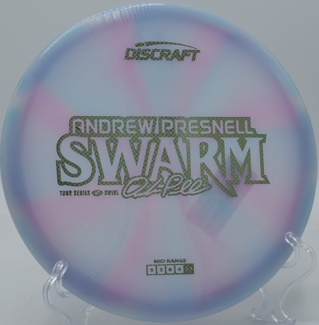 Z Swirl Swarm dumping out left on a backhand skip shot at Waterworks Park in Kansas City, Missouri.