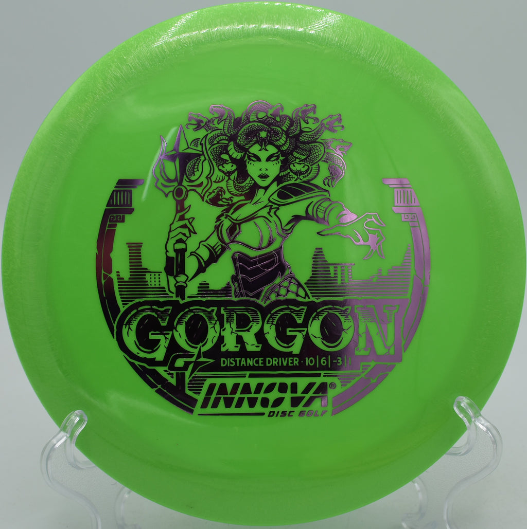 Halo Gorgon distance driver carving smooth hyzer flips at Blue Ribbon Pines Disc Golf Course in East Bethel, Minnesota