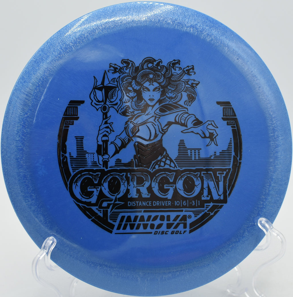 Innova Gorgon distance driver pulling off a late turnover line at Hornets Nest Disc Golf Course in Charlotte, North Carolina