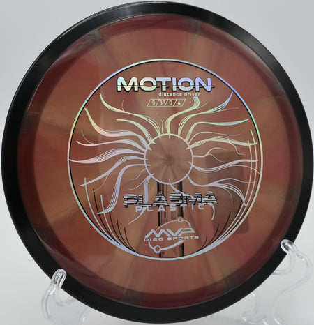 A disc golfer launching a forehand flex shot with a Plasma Motion at Farragut State Park Disc Golf Complex in Athol, Idaho.