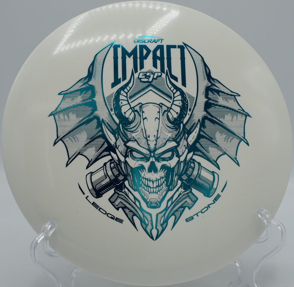 ESP Glo Impact stable flight through wooded line at Glenwood Disc Golf Course in Fargo, North Dakota