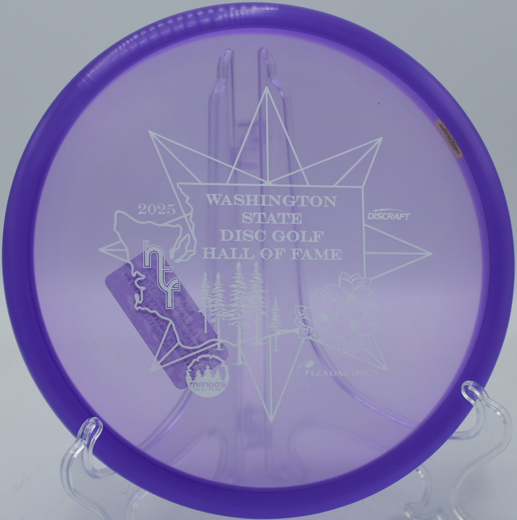 Transparent CryZtal FLX Zone flying on a forehand line at North Boundary DGC in Cranberry Township, Pennsylvania.