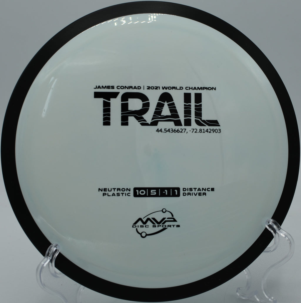 MVP Neutron Trail showing glide on Hole 10 at Harry Myers Disc Golf Course in Rockwall, Texas