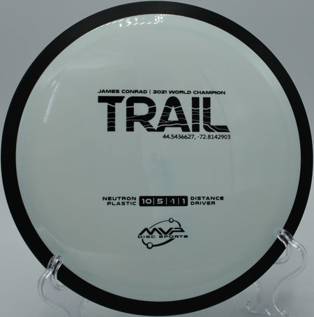 MVP Neutron Trail showing glide on Hole 10 at Harry Myers Disc Golf Course in Rockwall, Texas