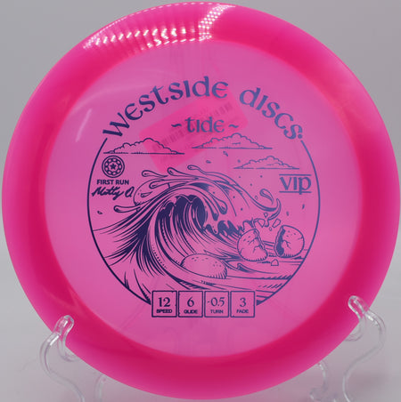 VIP Tide launched on a clean hyzer line through narrow woods at Milo McIver State Park in Oregon.