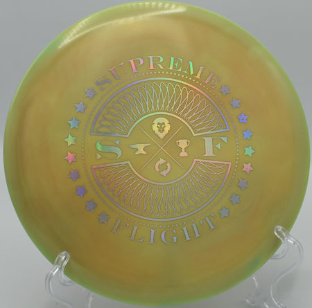 "Swirly S-Line MD midrange disc for disc golf, offering precision and glide with a stunning swirled finish, available in Las Vegas, NV."