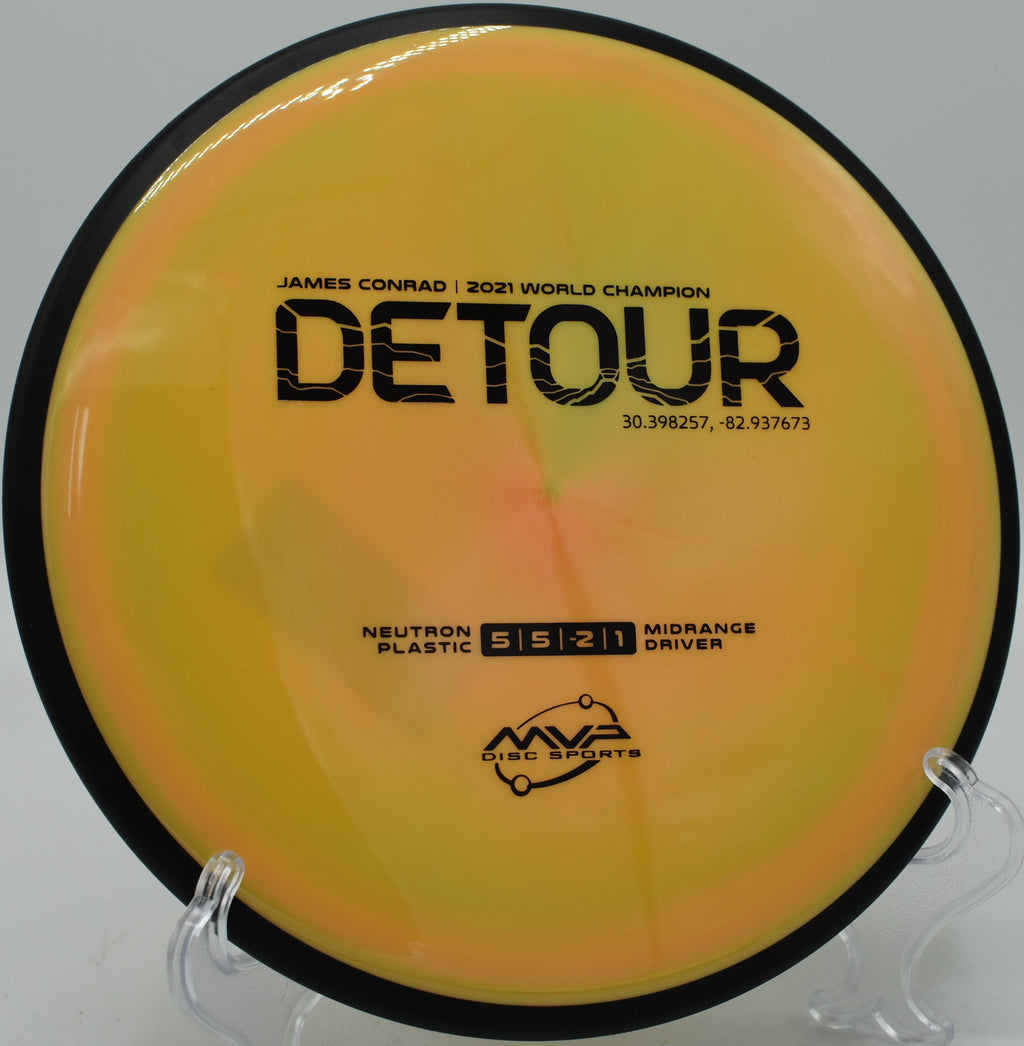 Neutron Detour released on a smooth backhand line at Roland Park Disc Golf Course in Akron, Pennsylvania