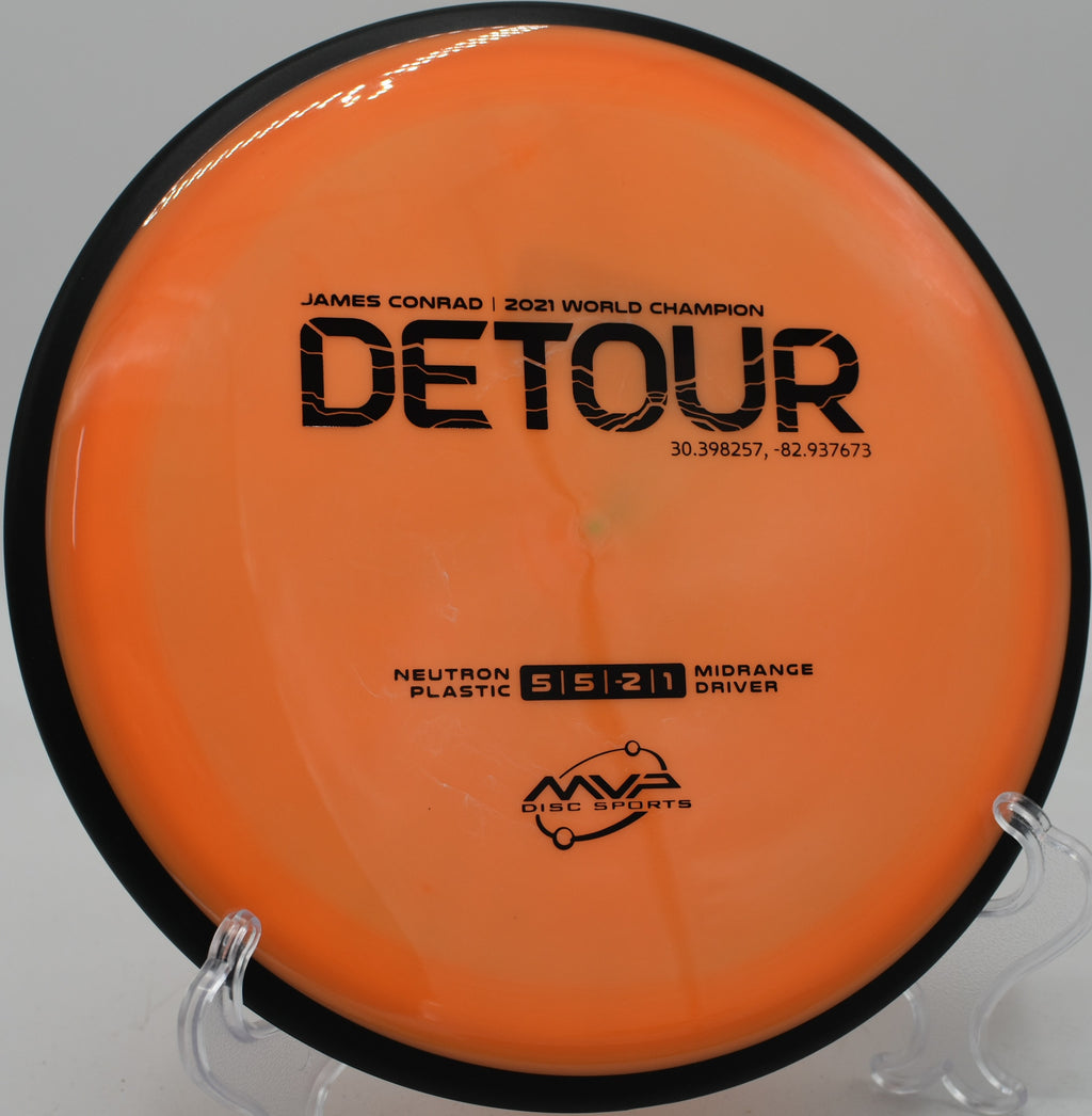 MVP Neutron Detour launched on a hyzer flip at Creekside Disc Golf Course in Valparaiso, Indiana