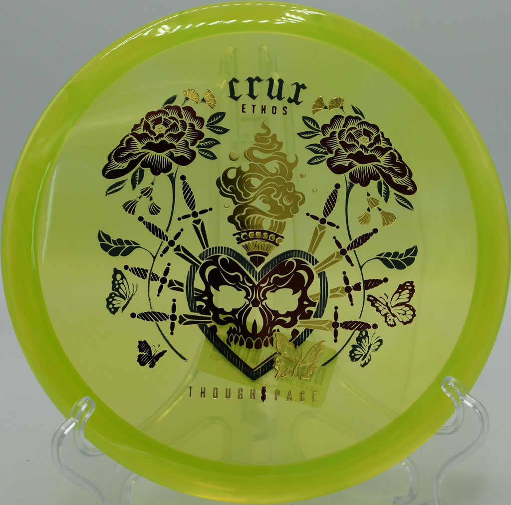 Ethos Crux hitting a smooth turnover line on Hole 11 at Whistlers Bend Disc Golf Course, Roseburg, Oregon.