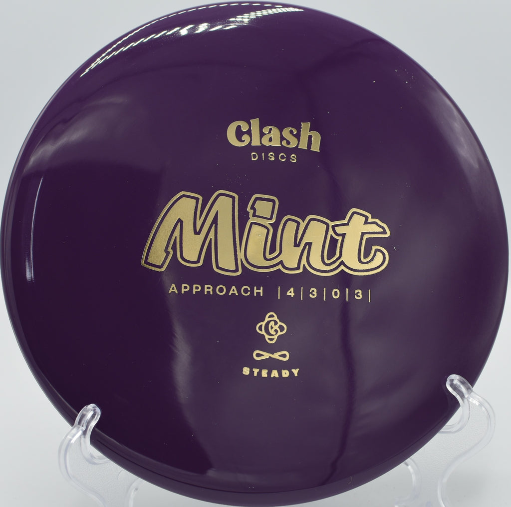 Clash Discs Steady Mint fading hard into the chains on Hole 8 at Rock Ridge Disc Golf Course, Pittsboro, North Carolina.