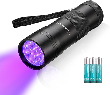 UV Flashlight Black Light, Consciot 12 LED 395nm Ultraviolet Blacklight