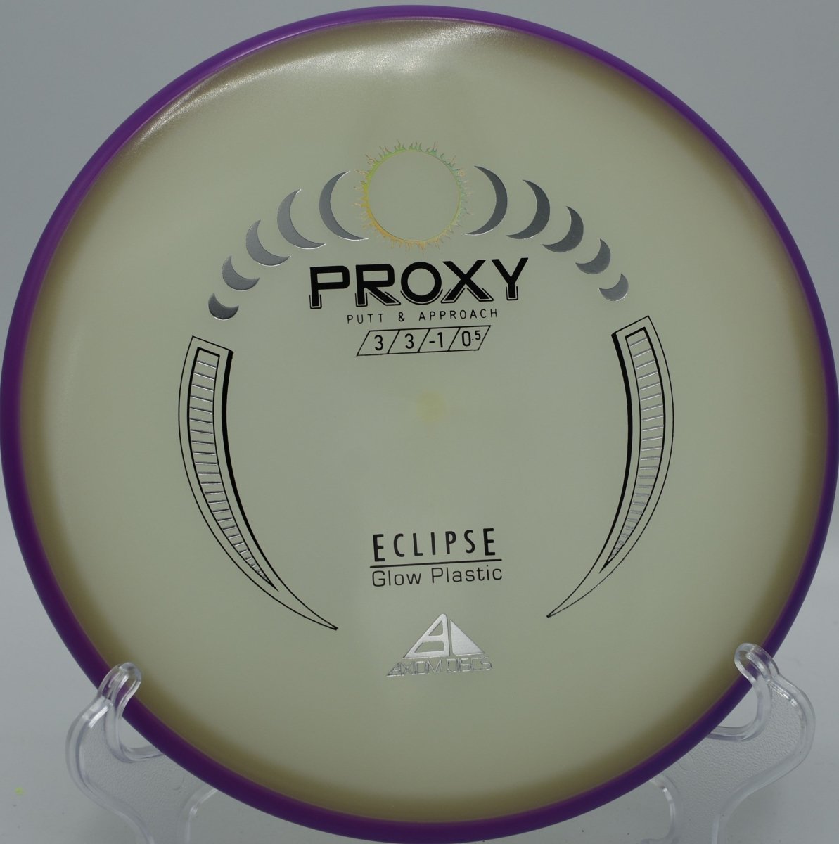 Axiom Eclipse Proxy glow putter designed for night disc golf rounds