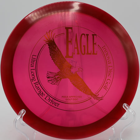 Circle Stamp Jolly Launcher Champion Eagle photographed mid-flight over the wooded fairways of Lincoln Ridge Disc Golf Course in Independence, Kentucky—ideal for power turnovers and reliable fades.