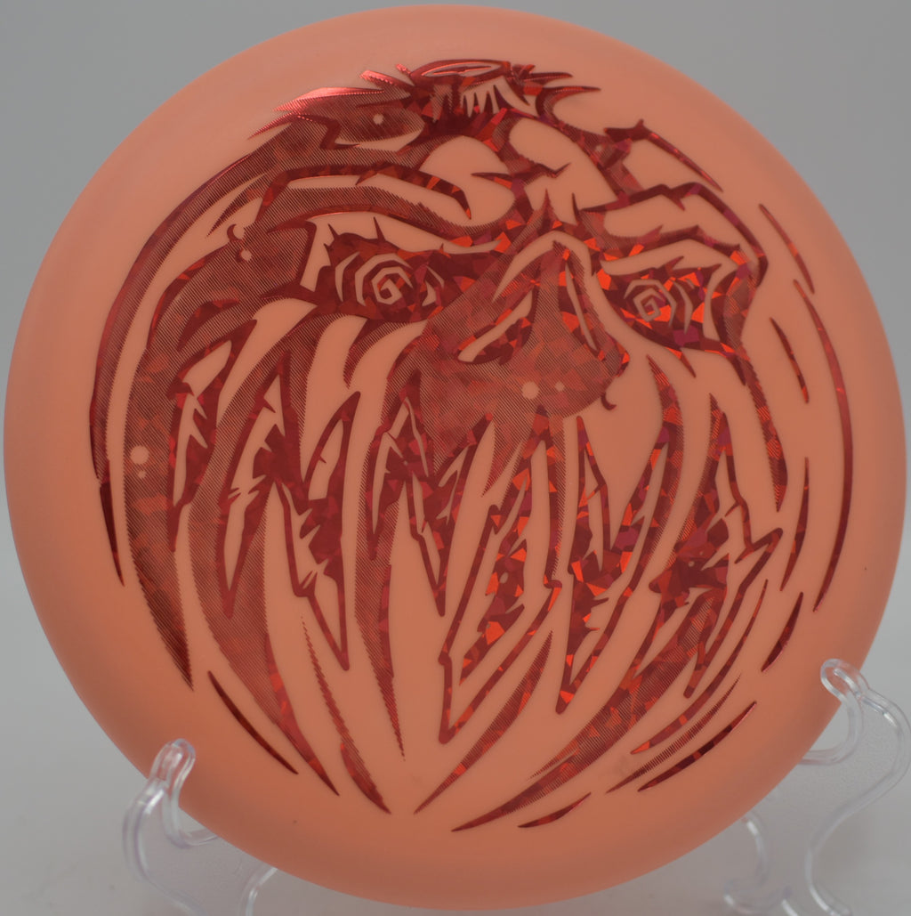Limited Halloween Nexus Proto Glow Aviar flying true in twilight at Circle C Metro Park Disc Golf Course in Austin, Texas.
