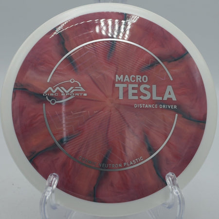 MVP Macro Tesla throwable mini disc flying straight at Maple Hill Disc Golf Course in Leicester, Massachusetts