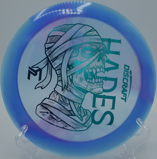 Paul McBeth Z Swirl “Mummified” Hades ripping down the fairway on a full-power hyzer flip at Maple Hill Disc Golf Course in Leicester, Massachusetts.