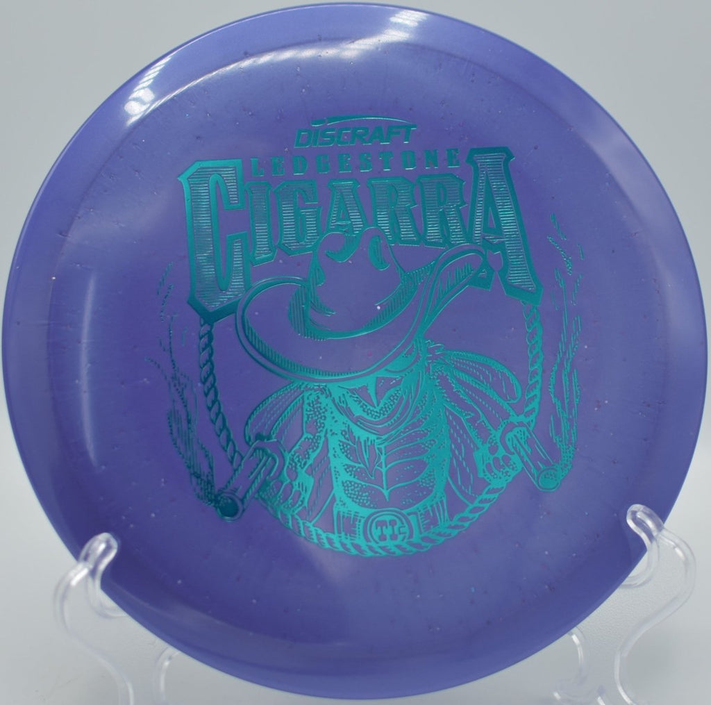 2026 Ledgestone Ti Sparkle Cigarra fairway driver showing controlled glide and clean fade on a wooded tunnel drive at Idlewild Disc Golf Course in Burlington, Kentucky