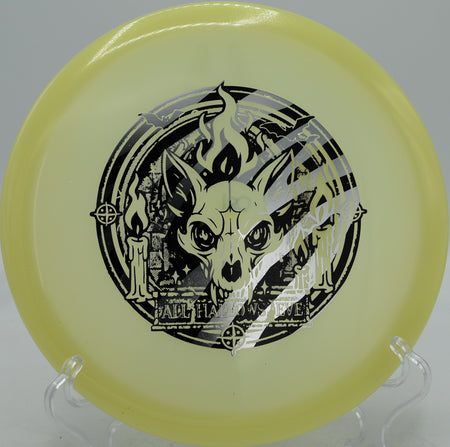 Innova Proto Glow Champion Fox fairway driver launched on a hyzer-flip at Maple Hill Disc Golf Course in Leicester, Massachusetts