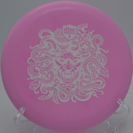 Discmania Hard Exo Lumen Link Medusa Stamp glowing beaded putter illuminating night rounds at Maple Hill Disc Golf Course in Leicester, Massachusetts.