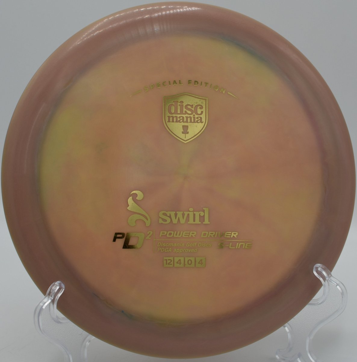 Swirly Star PD2 distance driver flying on a powerful hyzer line at Milo McIver State Park Disc Golf Course in Estacada, Oregon, showcasing overstable flight, high-speed control, and reliable fade for advanced disc golf throwers