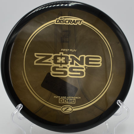 Discraft First Run Z Zone SS on the green at Maple Hill Disc Golf Course in Leicester, MA