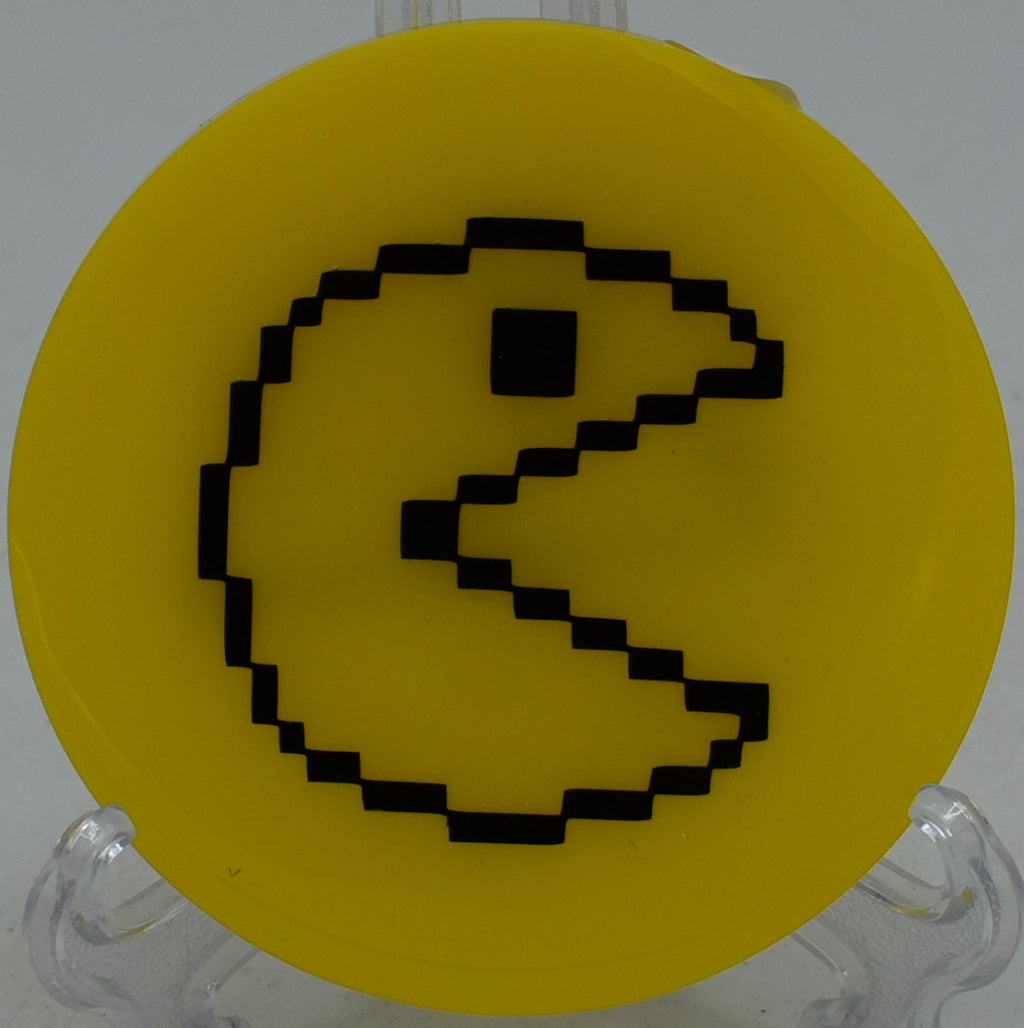Custom-made disc golf mini marker used to mark lies at Maple Hill Disc Golf Course in Leicester, Massachusetts.