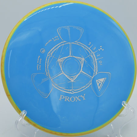 Neutron Proxy approach disc gliding straight at Maple Hill Disc Golf Course in Leicester, Massachusetts
