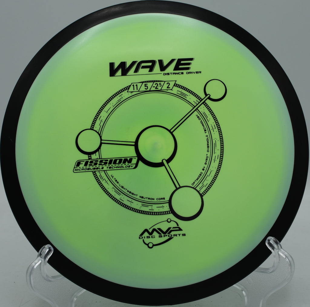 Streamline Fission Wave ripping a long turnover drive at Milo McIver Disc Golf Course in Estacada, Oregon.