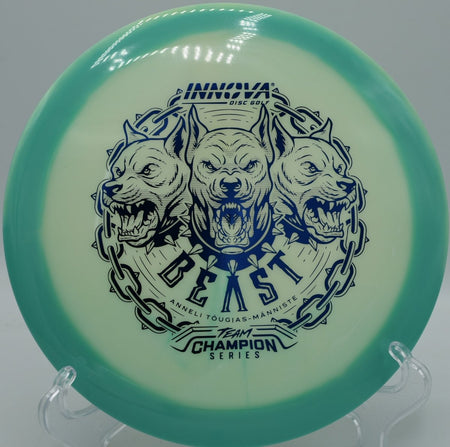 Innova ProtoGlow Halo Star Beast distance driver soaring long at Maple Hill Disc Golf Course in Leicester Massachusetts