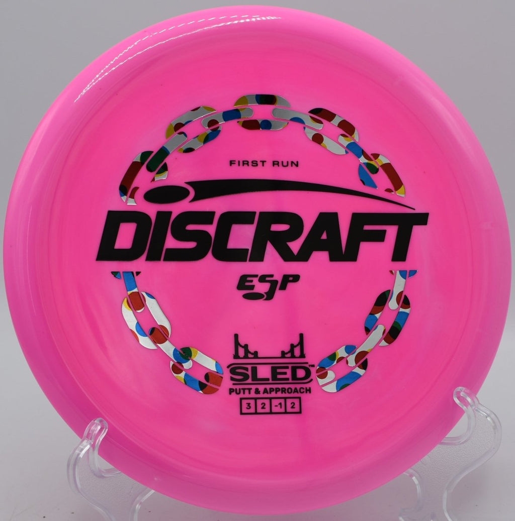 ESP First Run Sled smooth controlled upshot at West Fork Disc Golf Course in Norfork, Arkansas