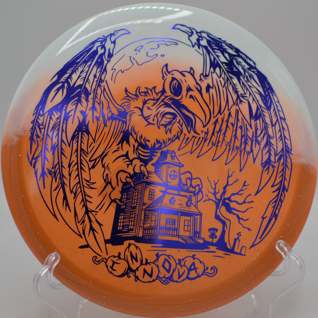 Innova Halloween Duo Roc3 carving a straight tunnel shot at Idlewild Disc Golf Course in Burlington, Kentucky.