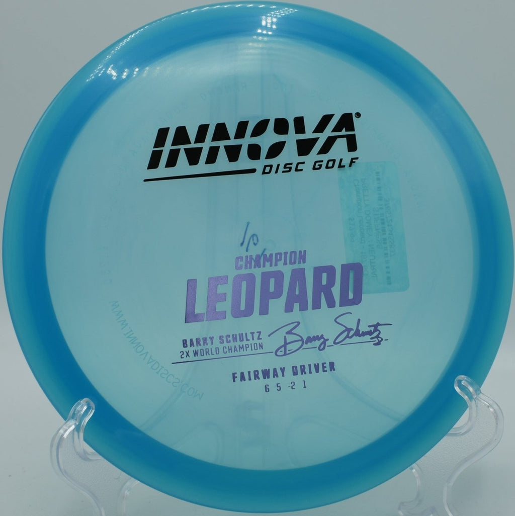 Innova Champion Leopard driver driving a smooth placement shot at Veterans Memorial Park Disc Golf Course in Burlington, North Carolina